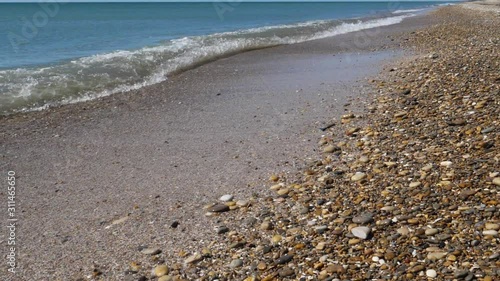 Peeble beach of Maguelone,  Villeneuve-lès-Maguelone, Hérault, Occitanie, France photo