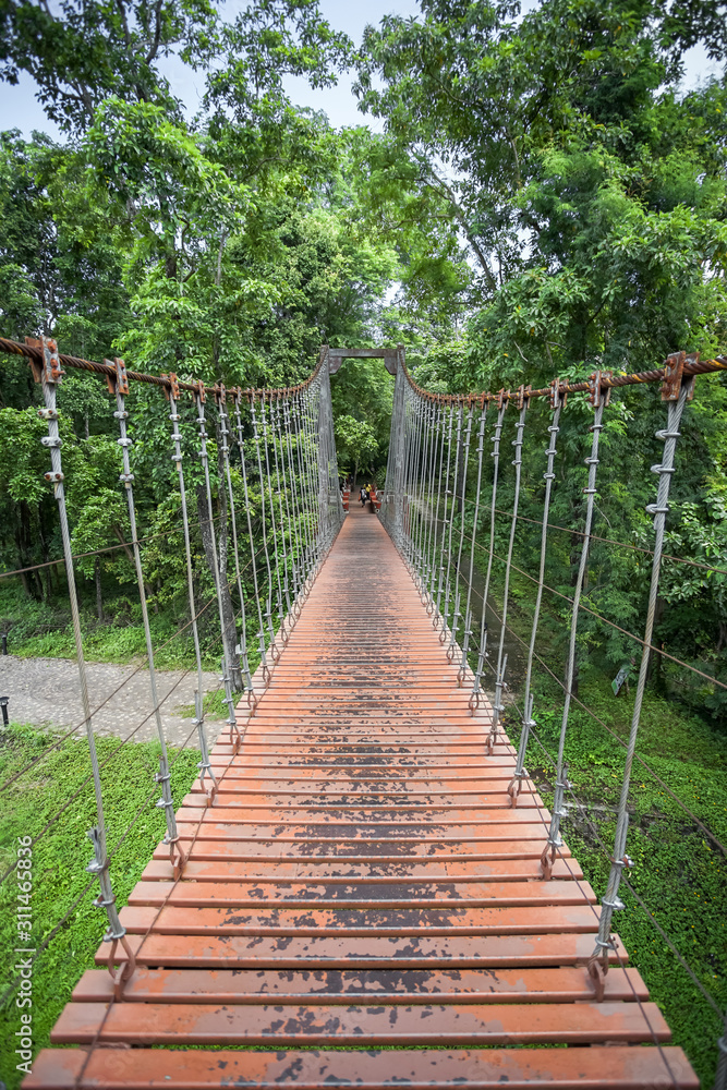 Suspension bridge at Khao Kradong travel attraction.