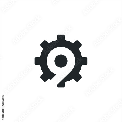 9 gear logo vector template download