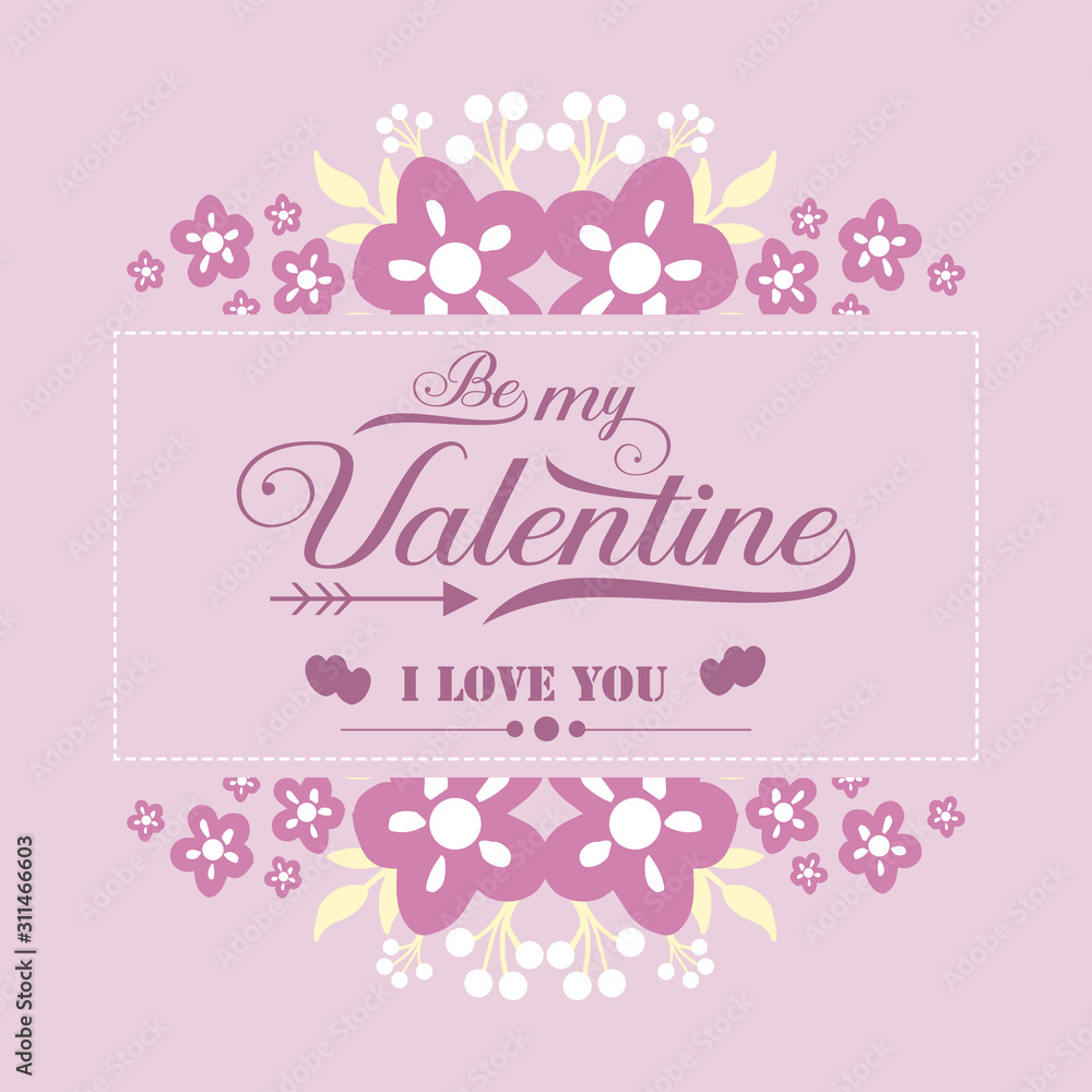 Decoration pink and white floral frame, for poster happy valentine, romantic. Vector Decoration pink and white floral frame, for poster happy valentine, romantic. Vector