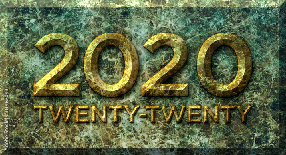 2020 and Twenty Twenty Marble Monument – 3D Illustration