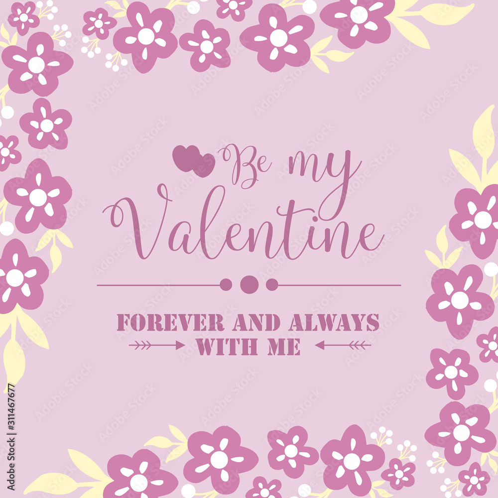 Pattern wallpaper of cards happy valentine unique, with beautiful pink and white flower frame. Vector