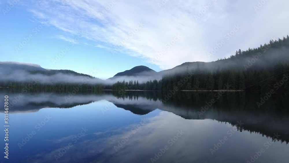Fast moving clouds and their reflection in the lake Fast moving clouds and their reflection in the lake