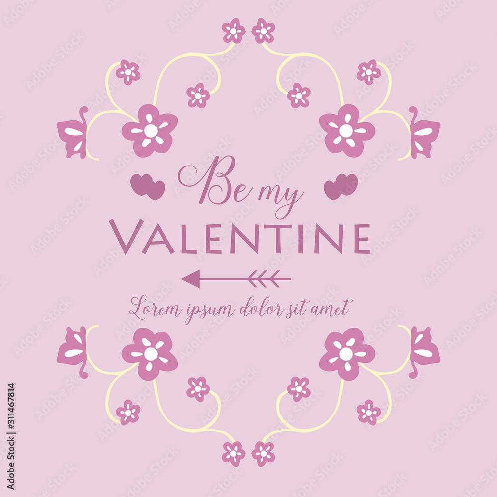 Beauty of pink and white floral frame, for greeting card decor happy valentine unique. Vector