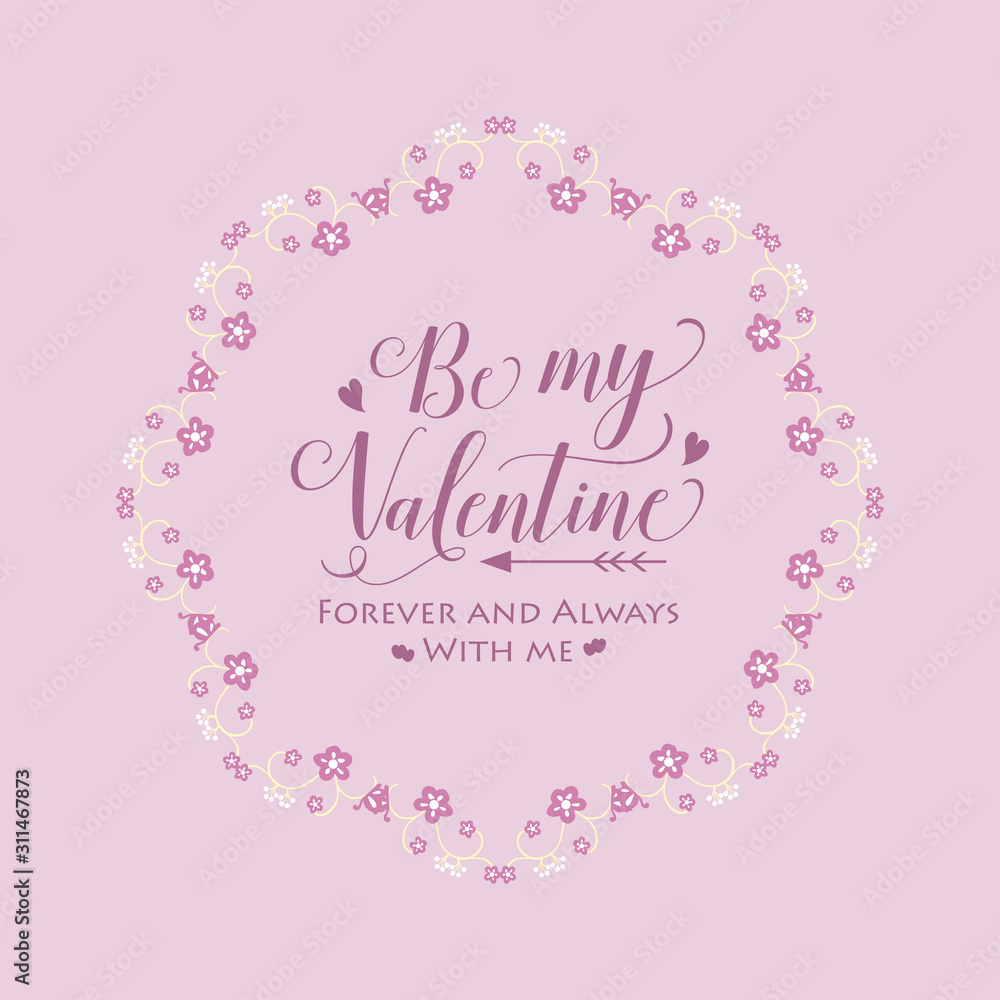 Beauty of pink and white floral frame, for greeting card decor happy valentine unique. Vector