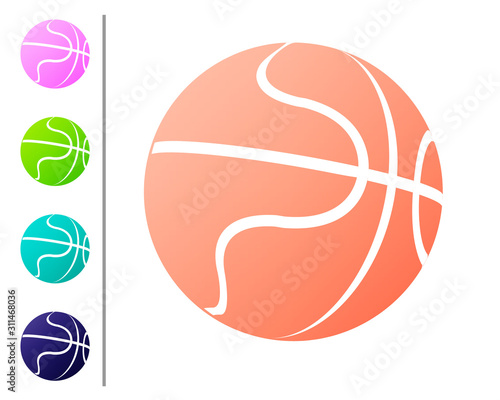 Coral Basketball ball icon isolated on white background. Sport symbol. Set color icons. Vector Illustration photo