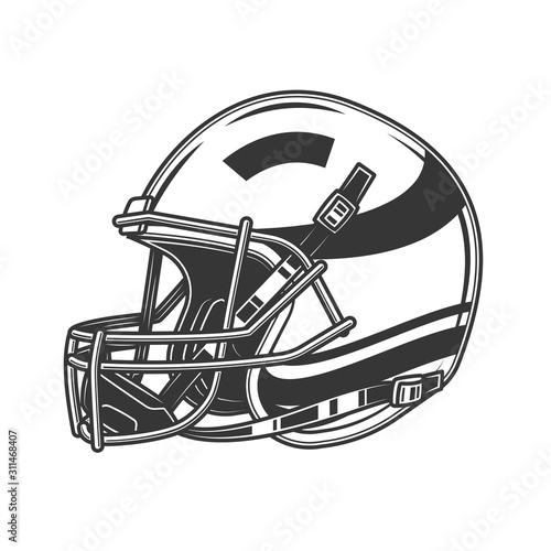 Original contour illustration of a helmet for American football. Coloring