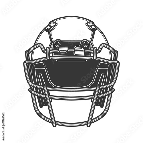 Original contour illustration of a helmet for American football. Coloring