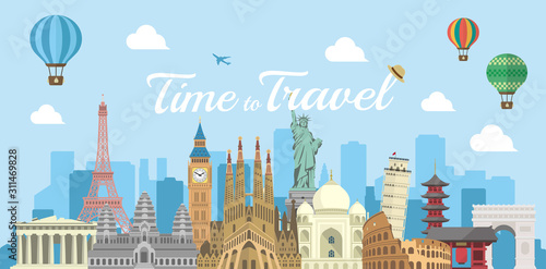 Travel, vacation, sightseeing banner vector illustration photo