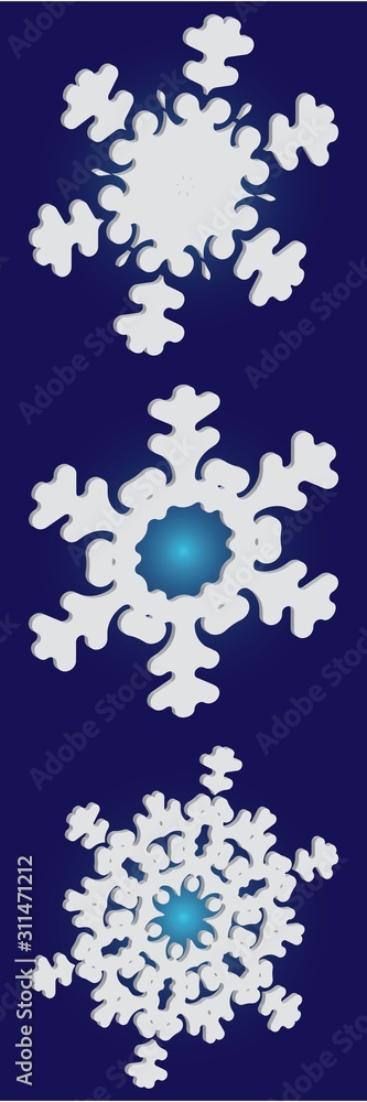 Set of christmas 3d snowflakes on blue background. Set of christmas 3d snowflakes on blue background.