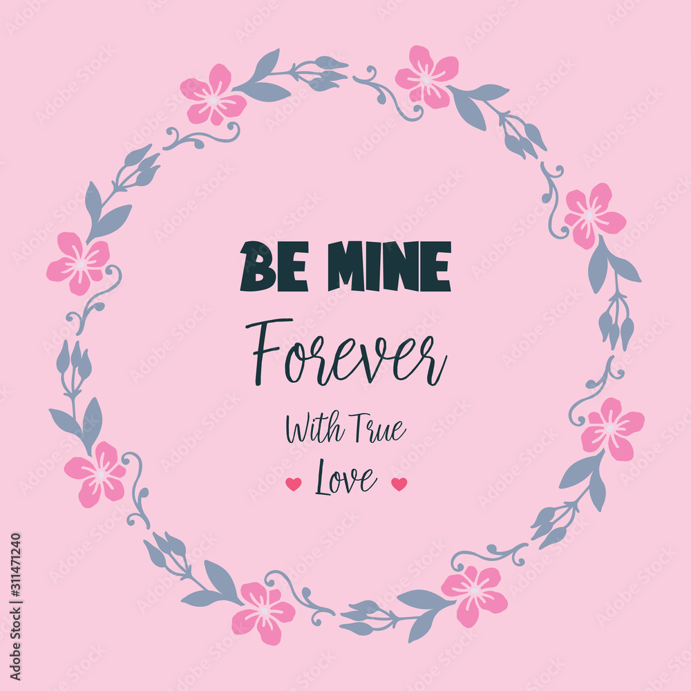 Cute pink background, leaf flower frame, for card template be mine. Vector Cute pink background, leaf flower frame, for card template be mine. Vector