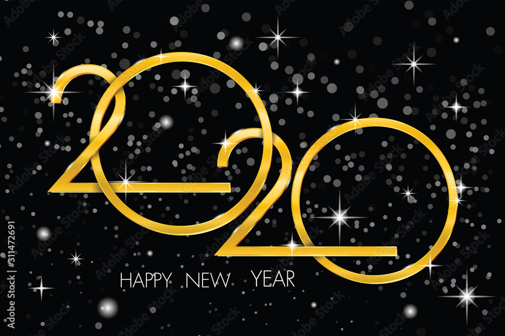 2020 gold text on a black background. illustrator Vector 2020 gold text on a black background. illustrator Vector