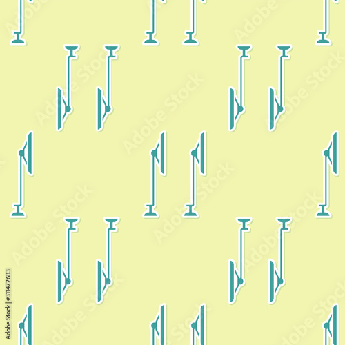 Green Windscreen wiper icon isolated seamless pattern on yellow background.  Vector Illustration