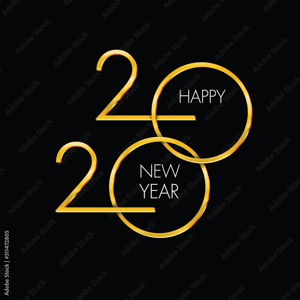 Fototapeta premium 2020 gold text on a black background. illustrator Vector
