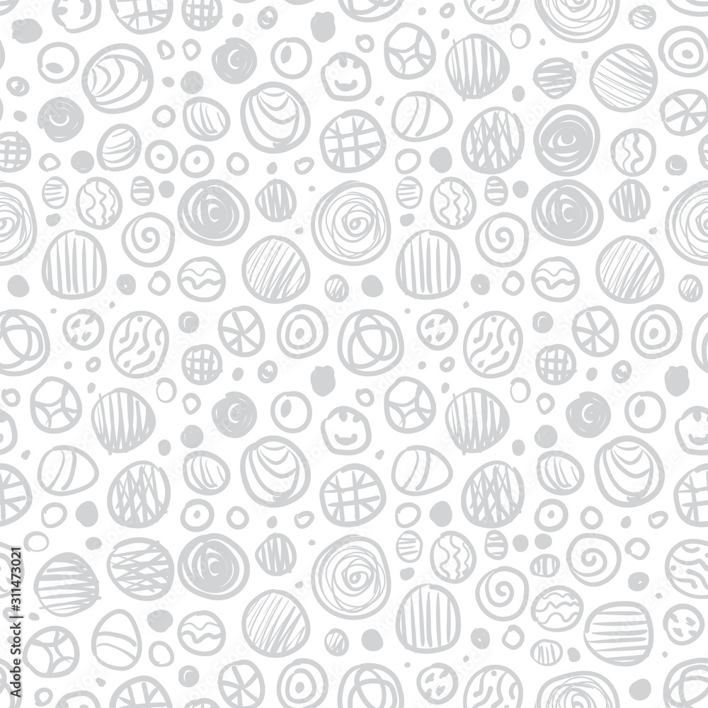 Seamless pattern from different hand drawn circles. Use for textile, paper, gift cards and banner.
