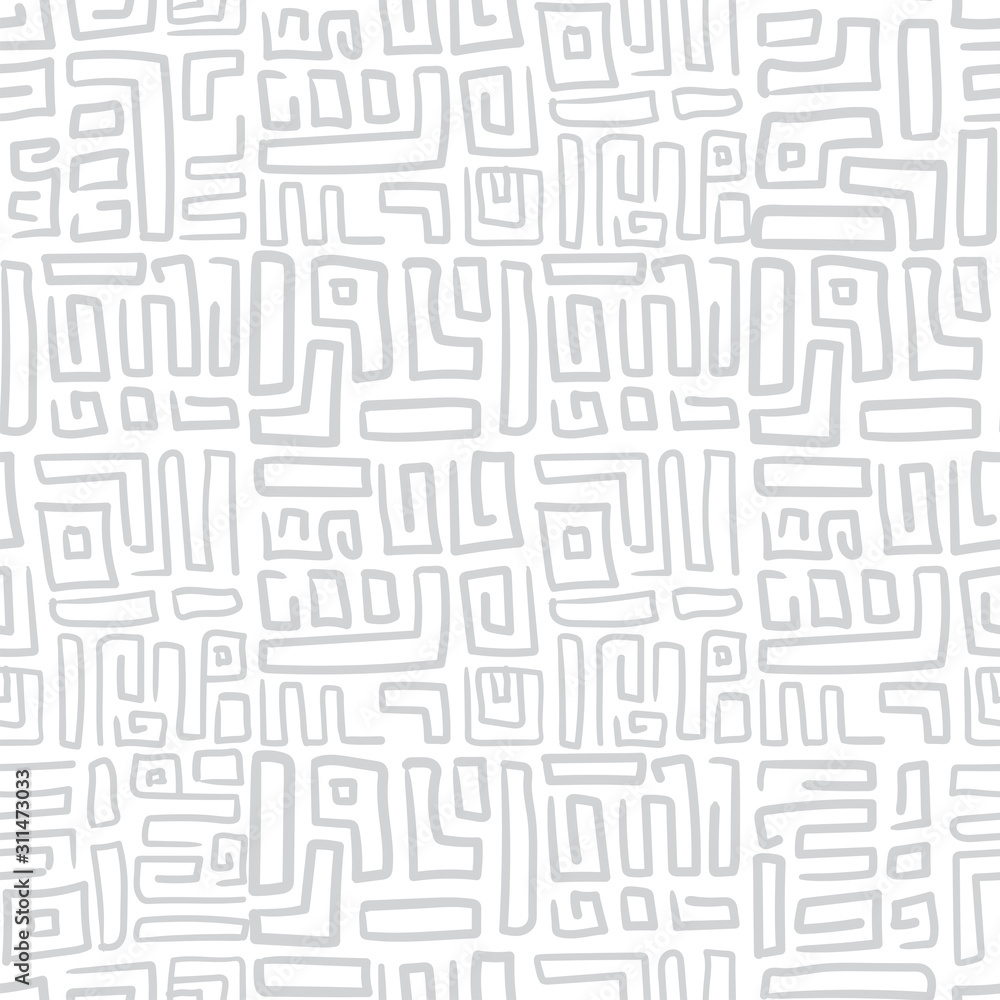 Seamless pattern of different hand-drawn geometric shapes and ornament. Use for textile, paper, gift cards and banner.