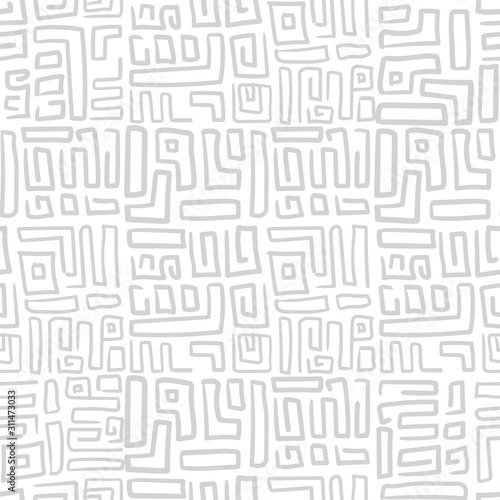 Seamless pattern of different hand-drawn geometric shapes and ornament. Use for textile, paper, gift cards and banner.