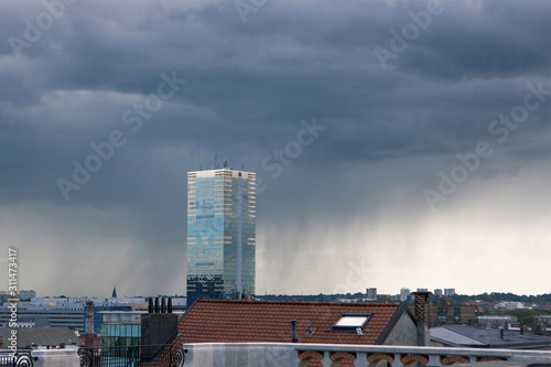 Panoramic aerial view of the central part of Brussels, Belgium photo