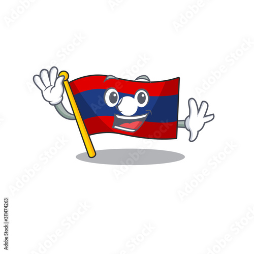 Waving cute smiley flag laos Scroll cartoon character design