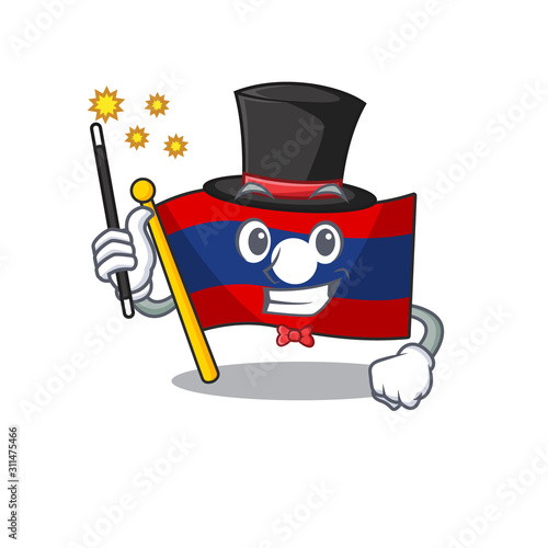 Mascot of flag laos Scroll performance as a Magician style
