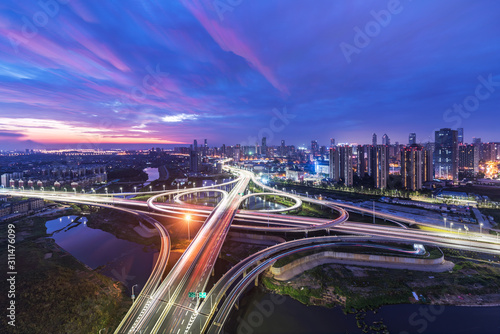 Canvas Print traffic in hong kong at night