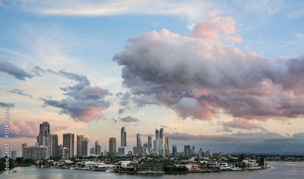 clouds over surfers paradise
