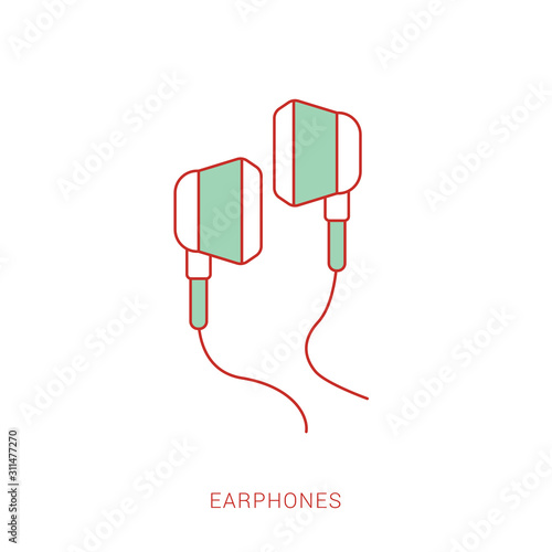 Headphones with sound wave icon isolated