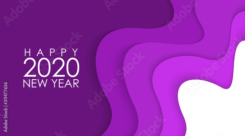 Happy New Year 2020 with Colorful Papercut Background