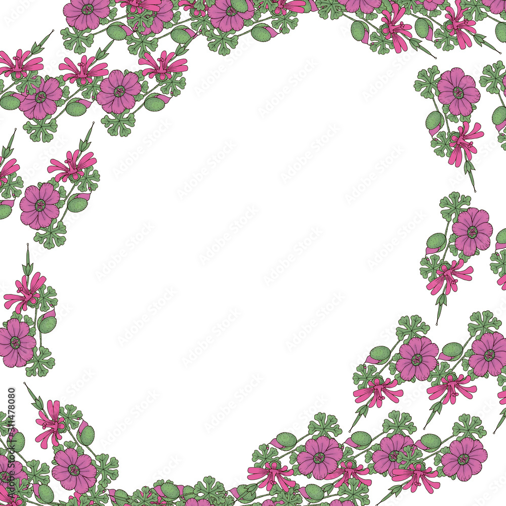 frame template from doodle flowers isolated on white background frame template from doodle flowers isolated on white background