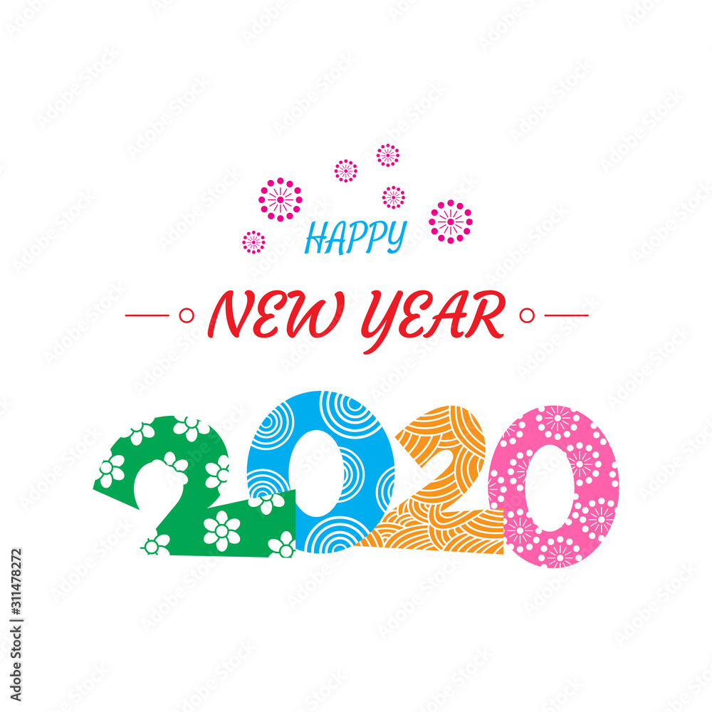 2020 happy new year abstract card design. vector illustration