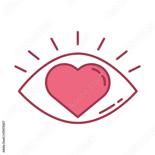 happy valentines day eye human with heart icon