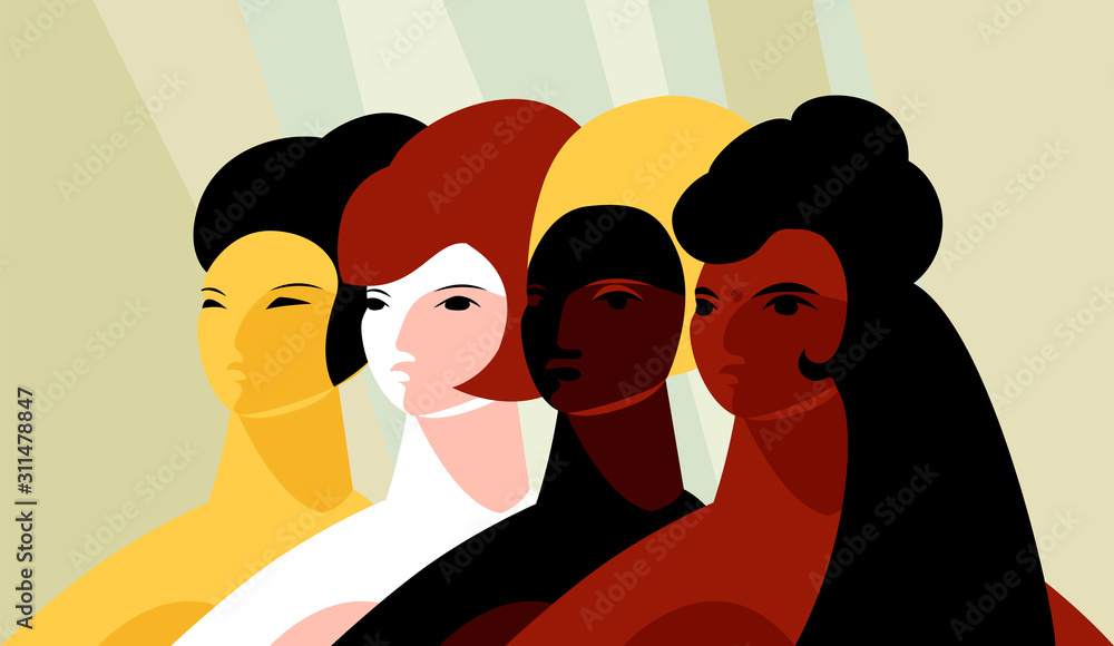 people of different races. international day of friendship of peoples. vector image of women