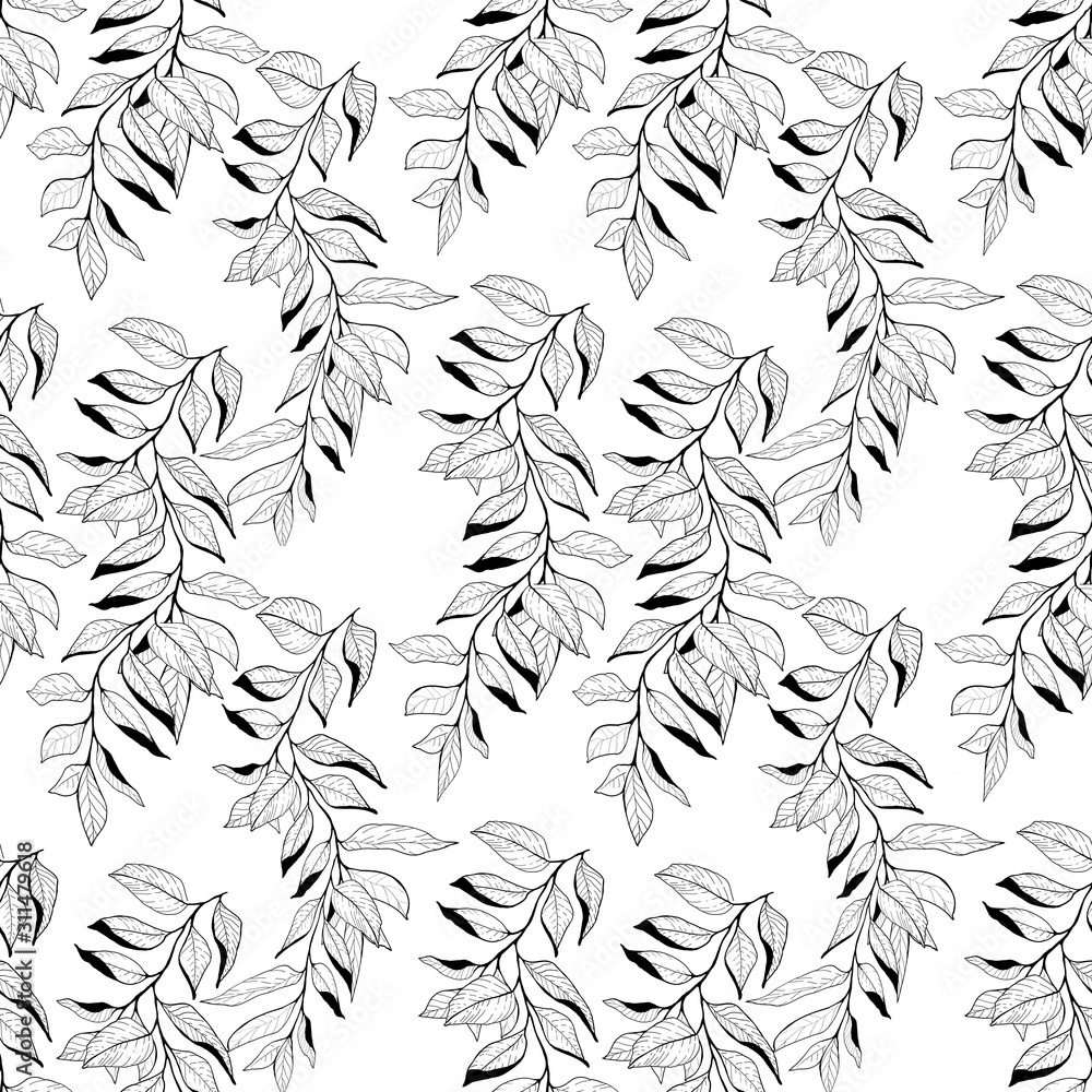 Obraz premium black twigs, white background, graphic pattern