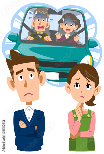 親の運転を心配する夫婦の顔