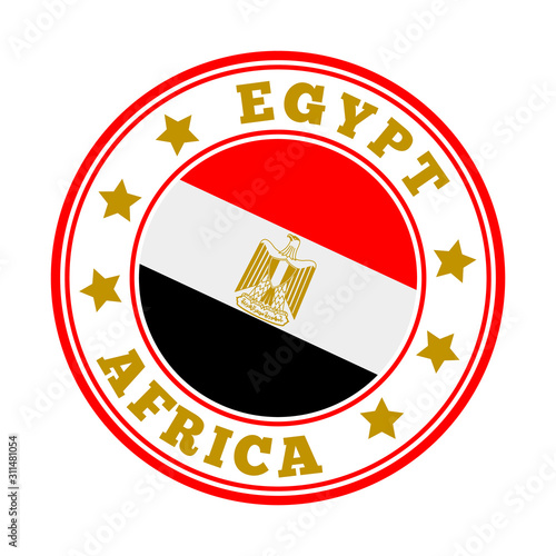 Egypt sign with national flag in a round logo design, symbolizing the Arab Republic of Egypt.