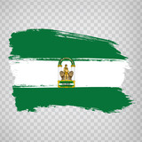 Flag of Andalusia brush strokes. Flag Autonomous Community Andalusia and Leon on transparent background for your web site design, logo, app, UI. Kingdom of Spain. Stock vector.  EPS10.