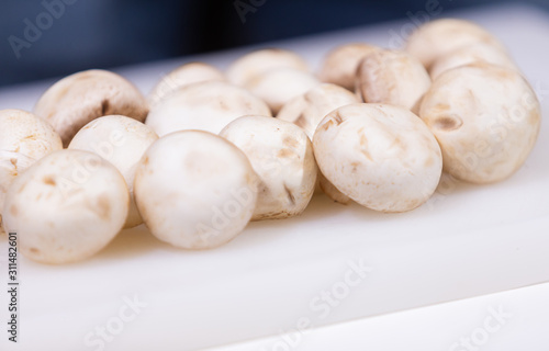 fried champignons. Home kitchen. Baked mushrooms