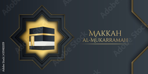 Gold Black Mecca Makkah Al Mukarramah Background for Hajj