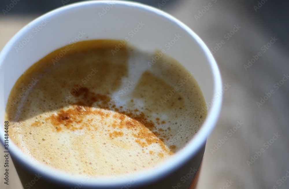 Hot coffee on a wooden background Hot coffee on a wooden background