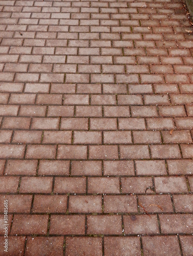 pavement of red paving stones backdrop