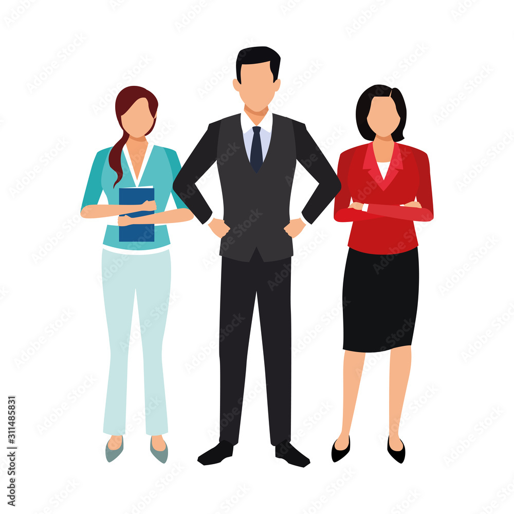 avatar businesswomen and businessman standing icon
