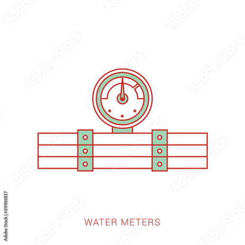 Pipe and water meter vector icon