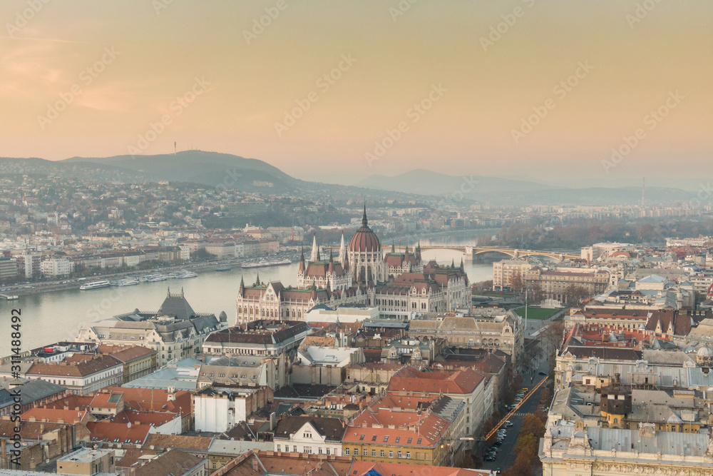 The Hungarian Parliament with the river Danube, Budapest