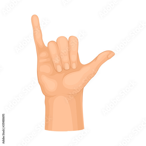 Detailed Hand Making Phone Gesture Isolated on White Background Vector Element