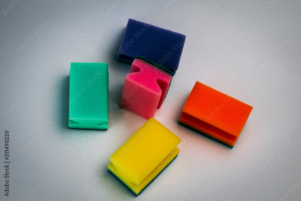 sponges for washing dishes. on white background. close-up. sponges for washing dishes. on white background. close-up.