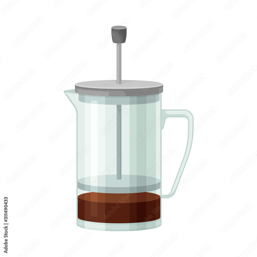 French Press for Making Tea or Coffee Vector Illustrated Element. Useful Household Item French Press for Making Tea or Coffee Vector Illustrated Element. Useful Household Item