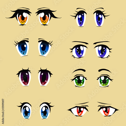 Kawaii eyes for anime and  manga vector illustration