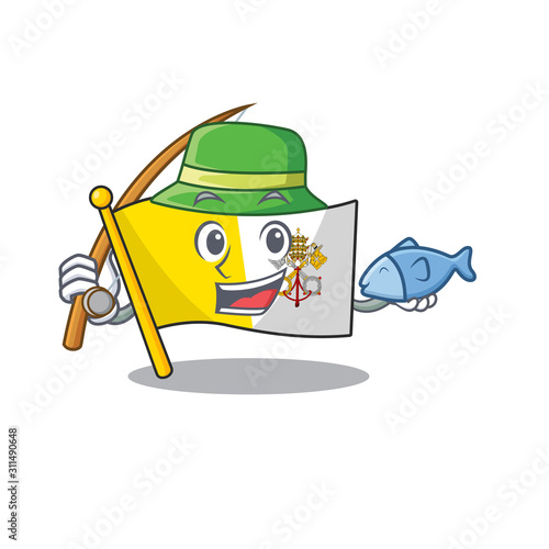 A Picture of funny Fishing flag vatican city Scroll design