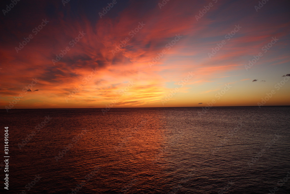 Sunrise sea water clouds