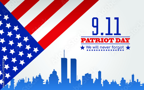 Patriot Day. September 11. We will never forget – Vector